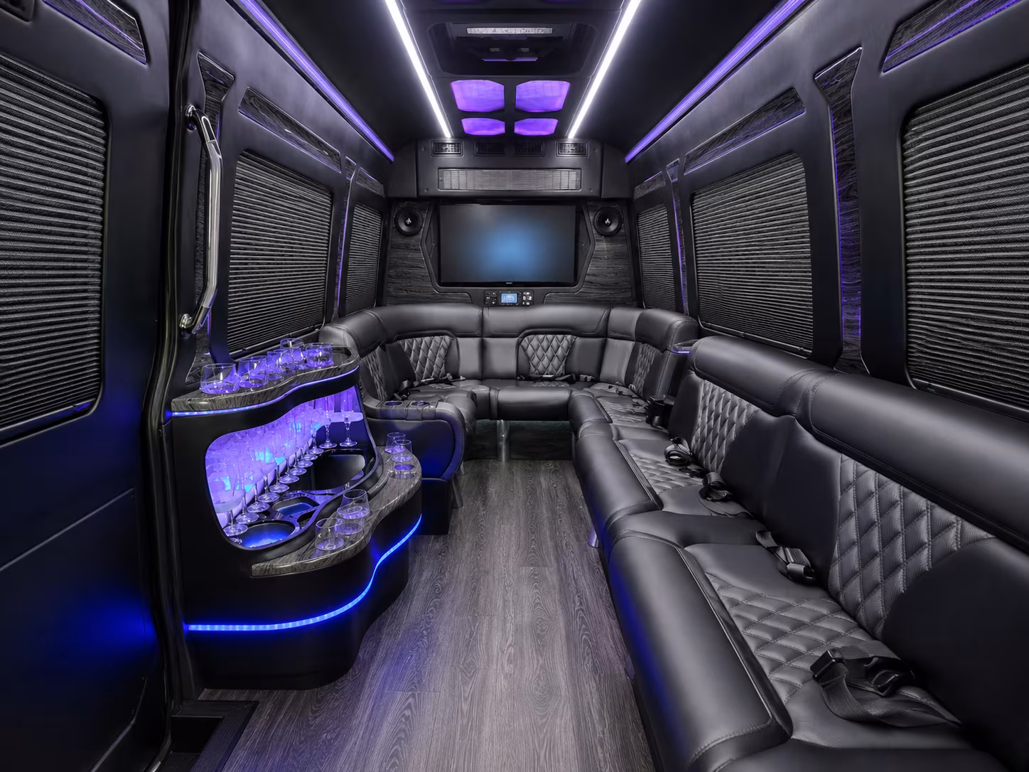 san bernardino 30 passenger party bus inside